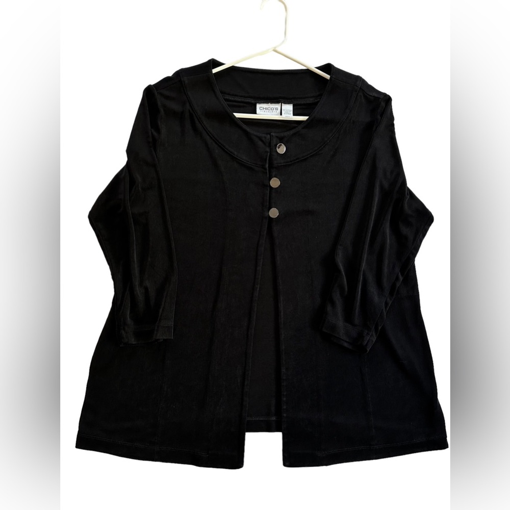 Chico’s Travelers Black Classic Fit Breezy Cardigan Jacket Size XL 3